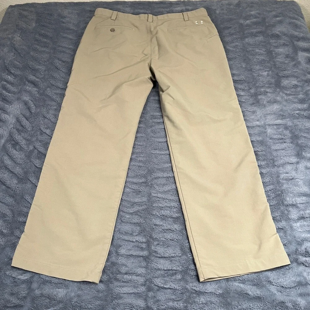 Under Armour Mens Golf Pants‎ Khaki Tan Straight Leg Performance 36/30 HeatGear